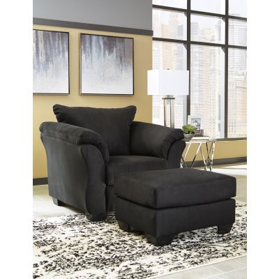 Darcy 2 Piece Black Chair and Ottoman