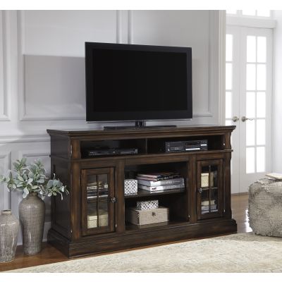 Roddinton Dark Brown 72" TV Stand with Fireplace Option