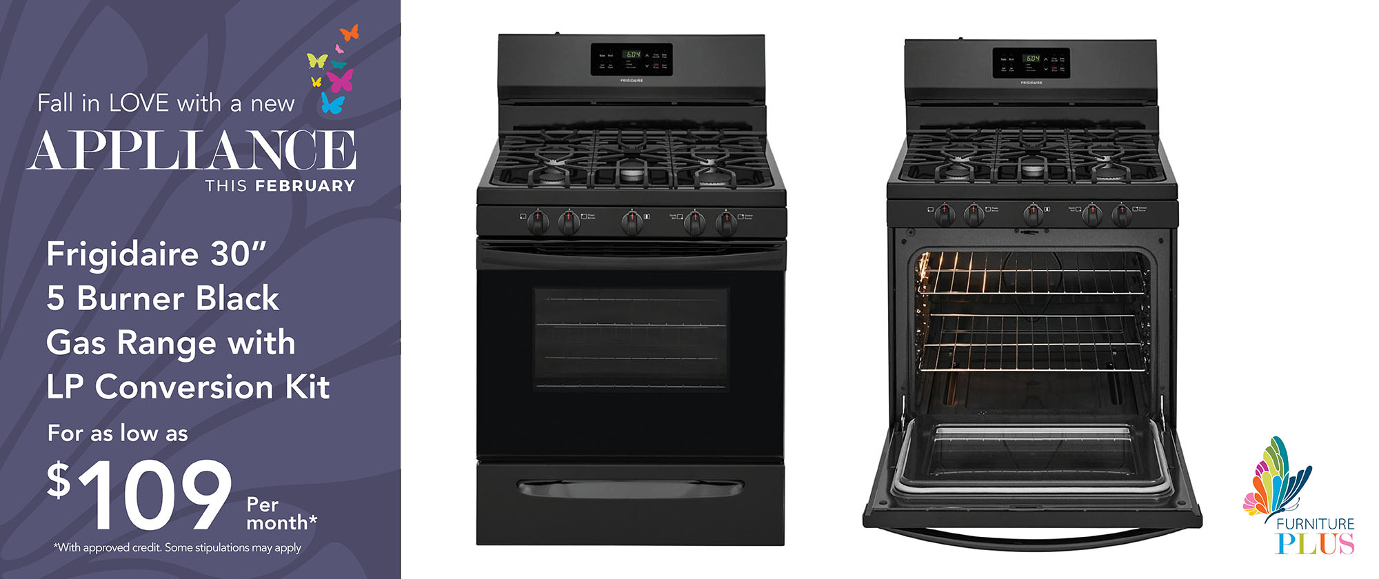 Frigidaire 30in Black Gas Range