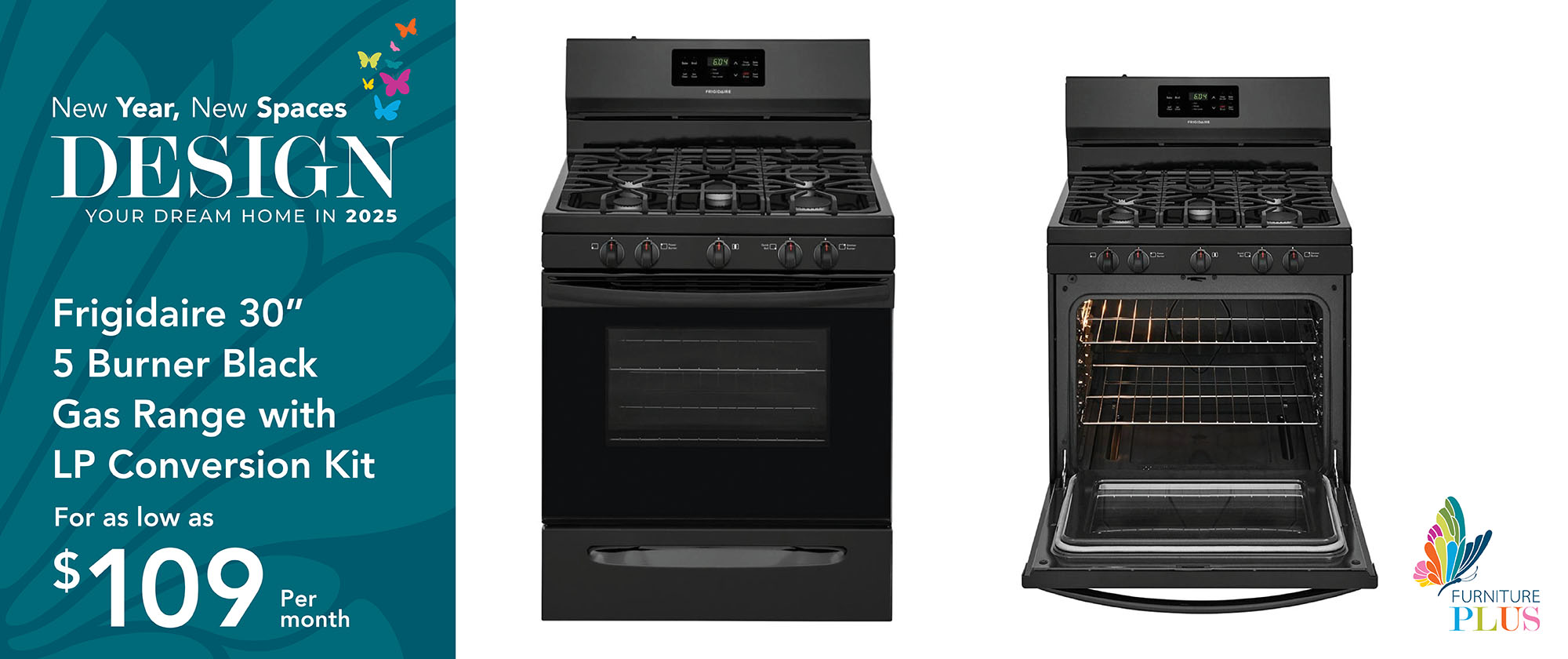 Frigidaire 30in Black Gas Range